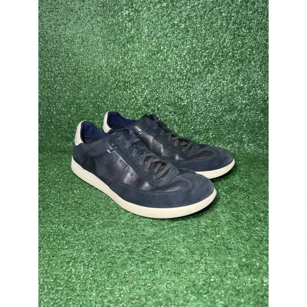 Cole Haan Grand OS Men Size 12 Navy Blue Leather Lace Up Shoes Round Toe Sneaker